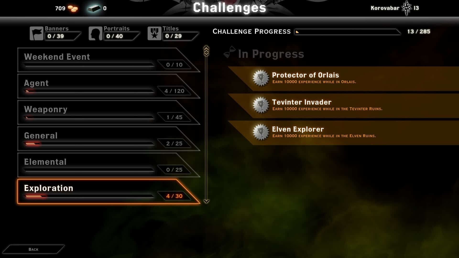 Dragon Age Inquisition Multiplayer Challenges menu