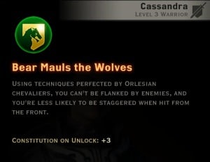 Dragon Age Inquisition - Bear Mauls the Wolves Weapon and Shield warrior skill