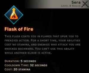 Dragon Age Inquisition - Flask of Fire Tempest rogue skill