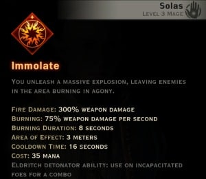 Dragon Age Inquisition - Immolate Inferno mage skill
