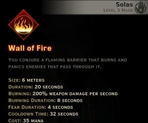 Dragon Age Inquisition - Wall of Fire Inferno mage skill
