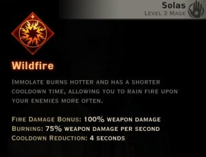 Dragon Age Inquisition - Wildfire Inferno mage skill