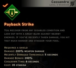 Dragon Age Inquisition - Payback Strike Weapon and Shield warrior skill