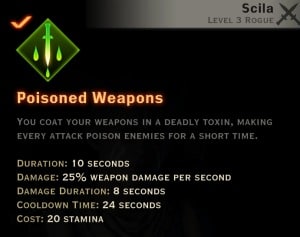 Dragon Age Inquisition - Poisoned Weapons Sabotage rogue skill
