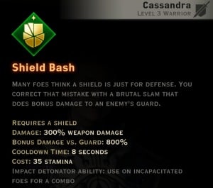 Dragon Age Inquisition - Shield Bash Weapon and Shield warrior skill