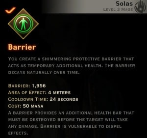 Dragon Age Inquisition - Barrier Spirit mage skill