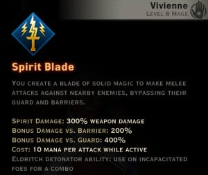 Dragon Age Inquisition - Spirit Blade Knight-Enchanter mage skill