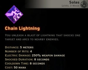 Dragon Age Inquisition - Chain Lightning Storm mage skill