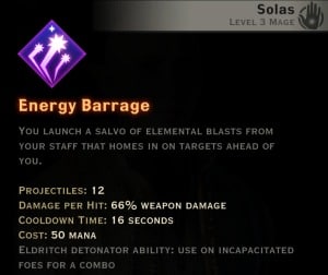 Dragon Age Inquisition - Energy Barrage Storm mage skill