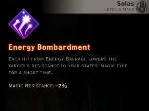 Dragon Age Inquisition - Energy Bombardment Storm mage skill