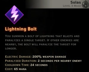 Dragon Age Inquisition - Lightning Bolt Storm mage skill