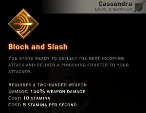 Dragon Age Inquisition - Block and Slash Two-Handed Weapon warrior skill