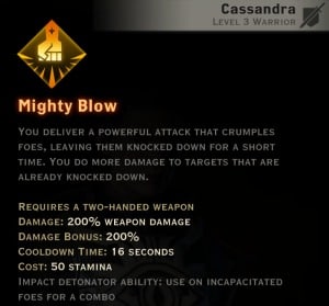 Dragon Age Inquisition - Mighty Blow Two-Handed Weapon warrior skill