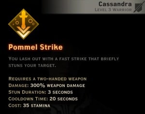 Dragon Age Inquisition - Pommel Strike Two-Handed Weapon warrior skill