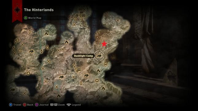 Dragon Age Inquisition - map location of the Ferelden Frostback Dragon in the Hinterlands