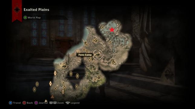 Dragon Age Inquisition - map location of the Gamordan Stormrider dragon in Exalted Plains