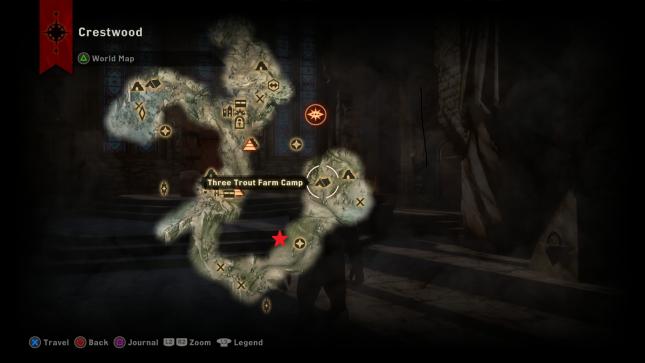 Dragon Age Inquisition - map location of the Northern Hunter dragon in Crestwood