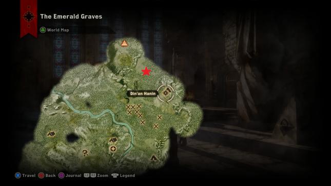 Dragon Age Inquisition - map location of the Greater Mistral dragon in the Emerald Graves