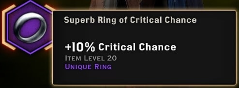 superb ring of critical chance